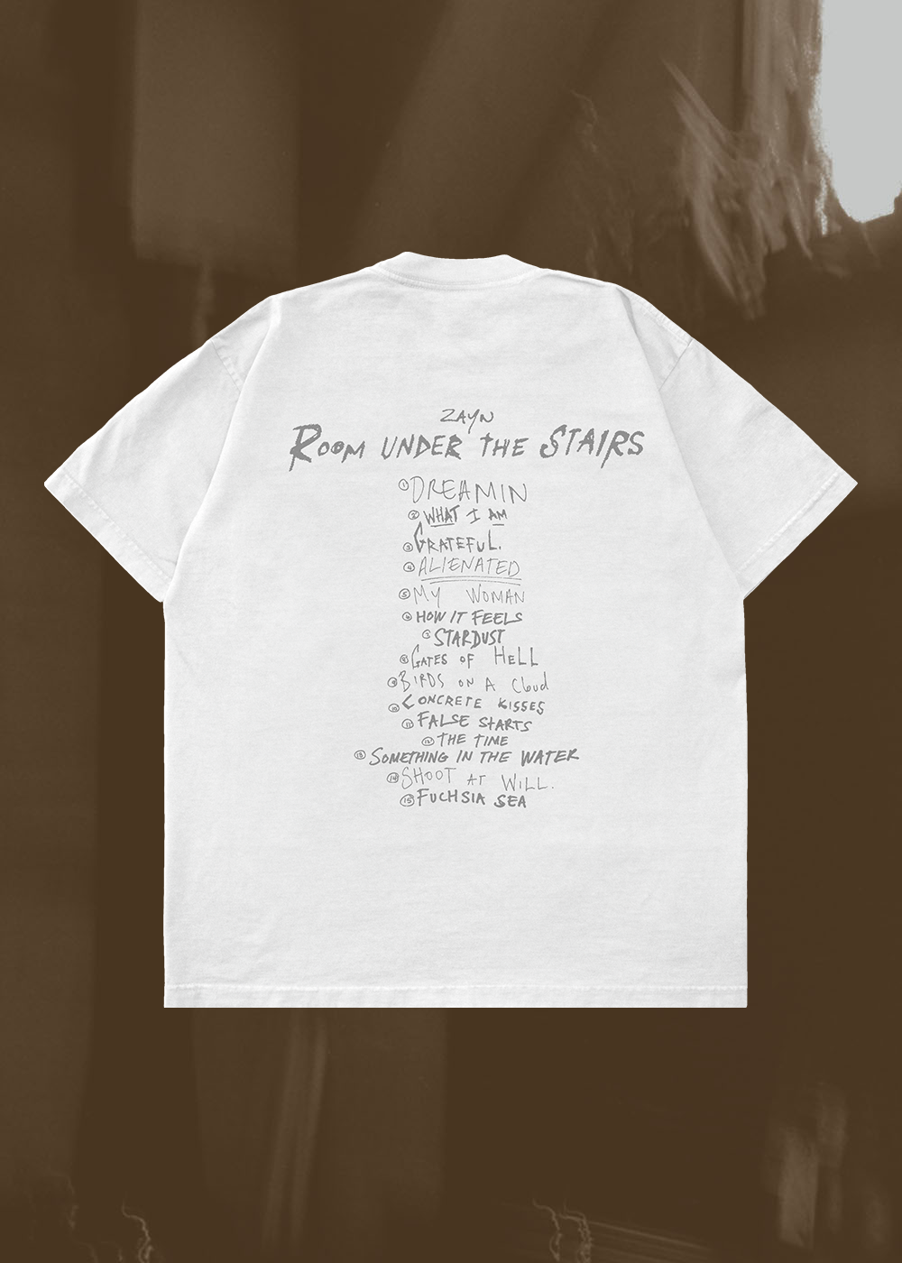 Zayn - Room Under The Stairs Tracklist Tee - White